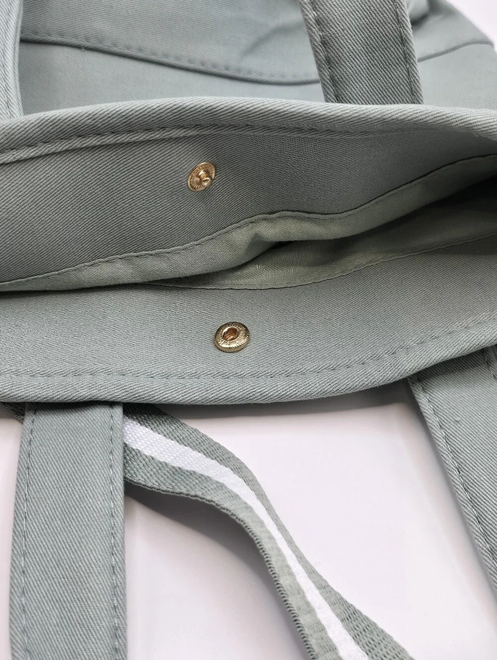 Max Studio Kids Sage Green Canvas Mini Tote with Striped Crossbody Strap